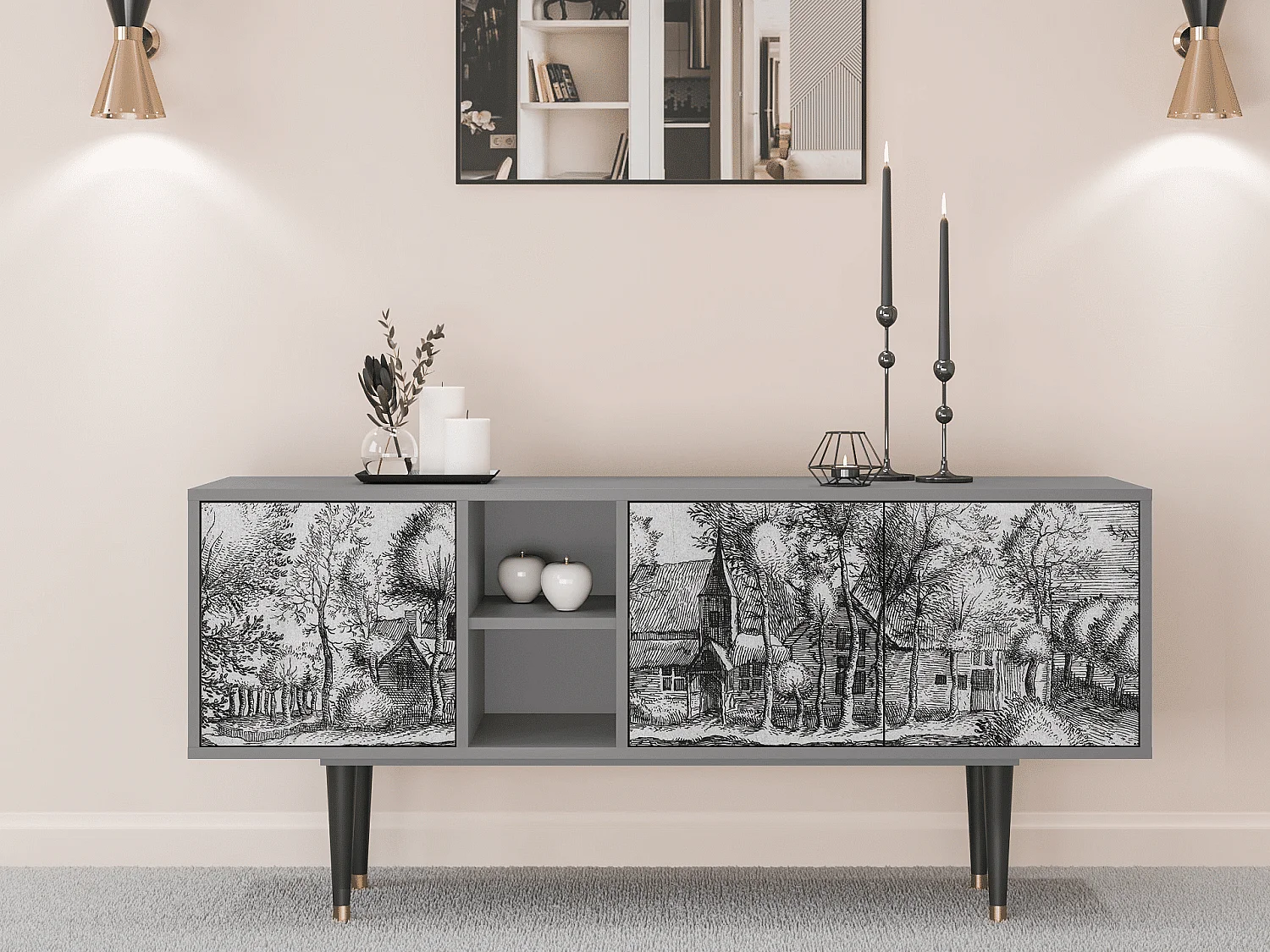 Meuble TV - 150х69х41 cm - T5 - A Pond, Gris