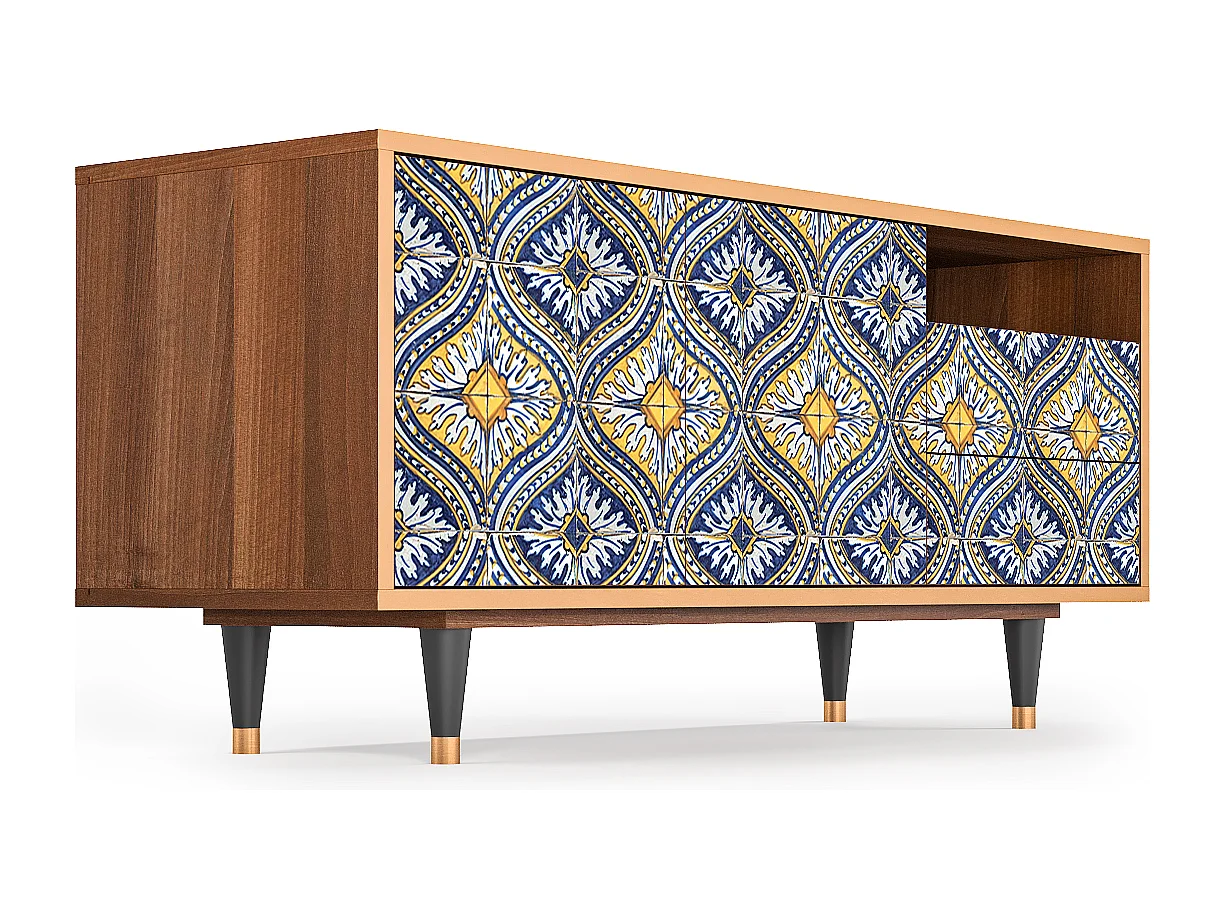 Mueble de TV - 125х56х41 cm - T7 - Illusory Pattern, Nogal