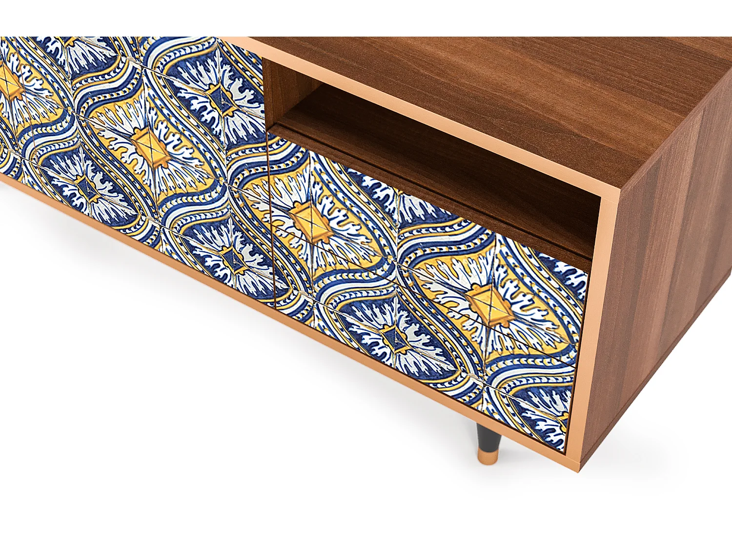 Mueble de TV - 125х56х41 cm - T7 - Illusory Pattern, Nogal