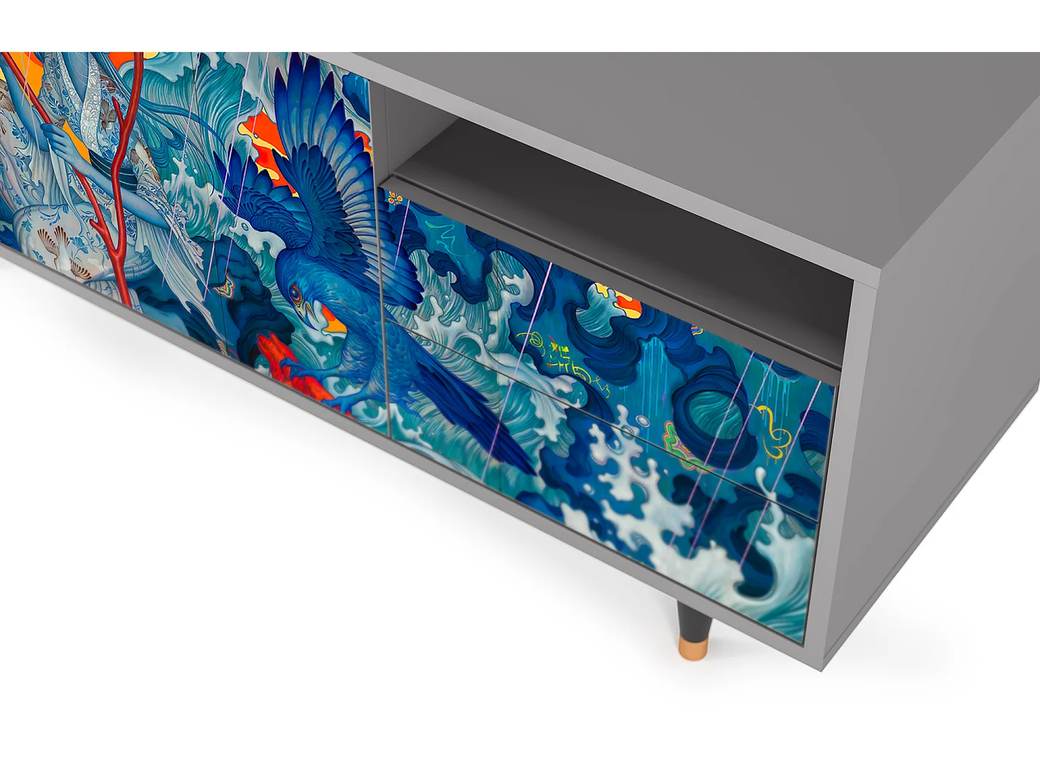 Meuble TV - 125х56х41 cm - T7 - The Girl - James Jean, Gris