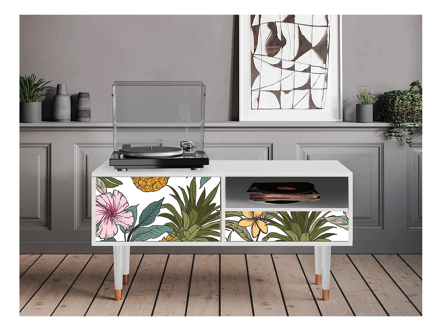 Mobile TV - 115х59х48 cm - T3 - Estival Fruit, Bianco