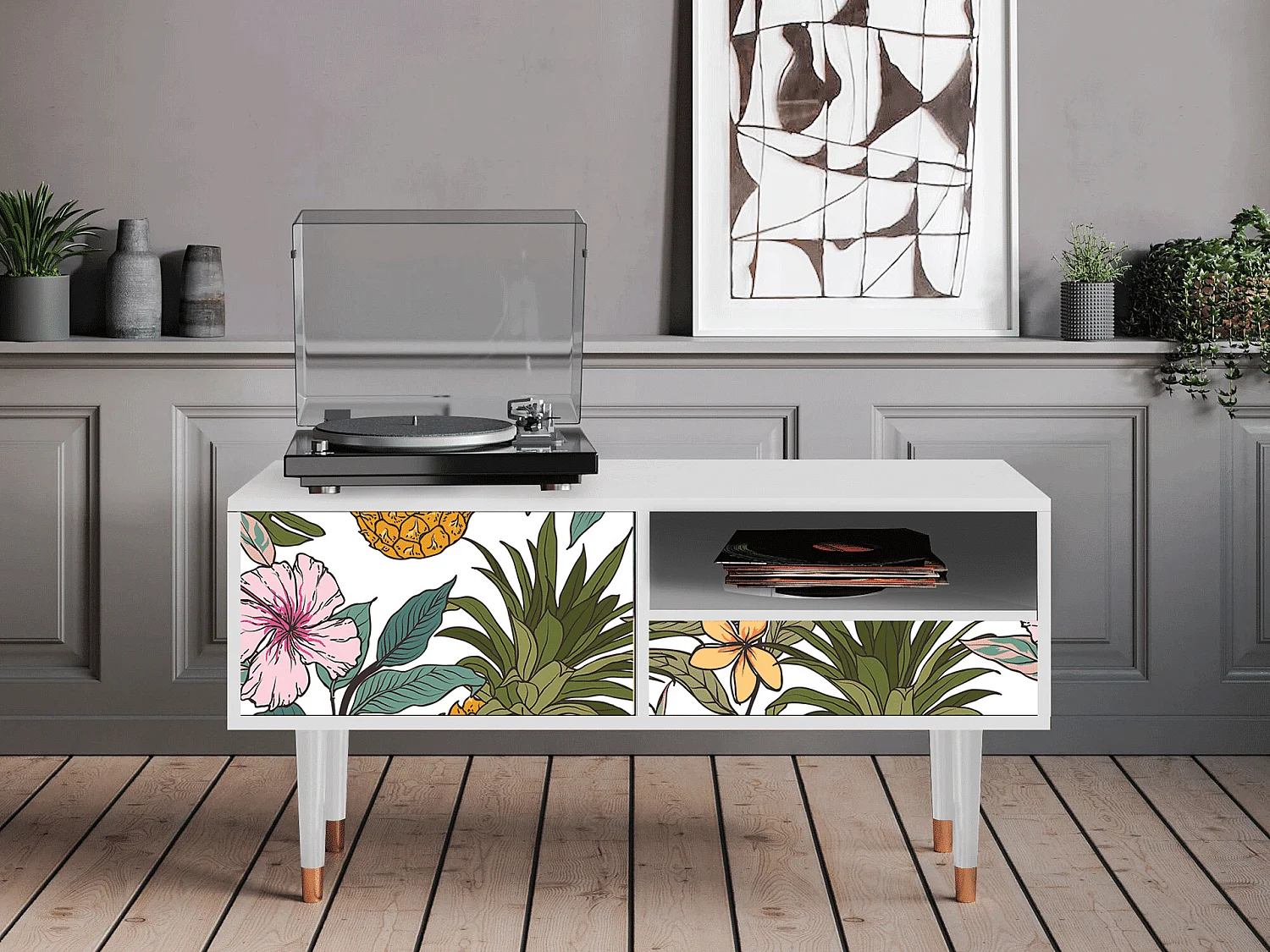 Meuble TV - 115х59х48 cm - T3 - Estival Fruit, Blanc