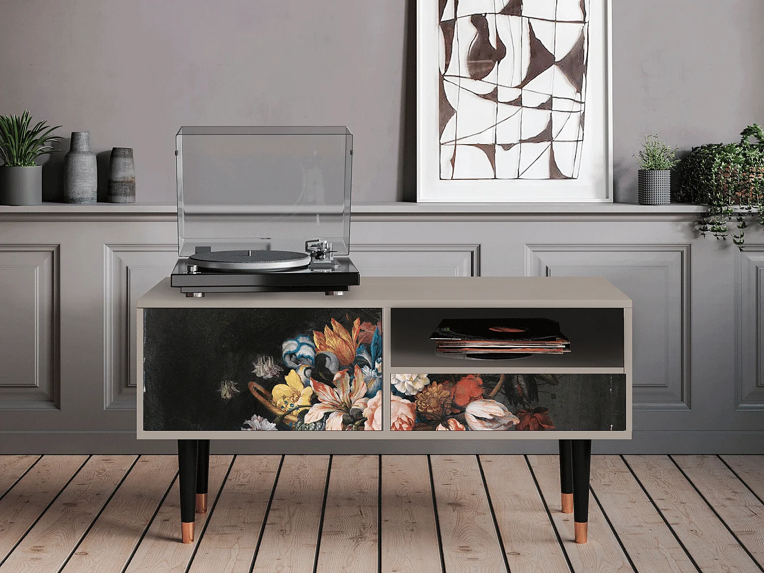 Mobile TV - 115х59х48 cm - T3 - Still Life with Flowers, Sabbia