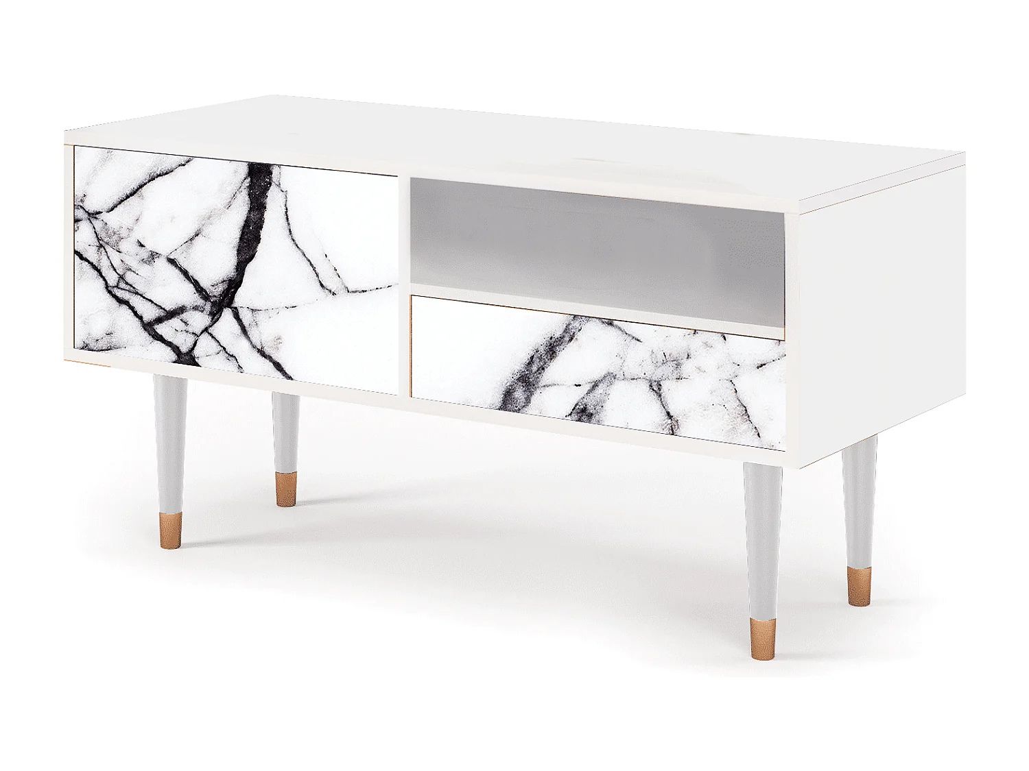 Szafka RTV - 115х59х48 cm - T3 - Raven Marble, Biały