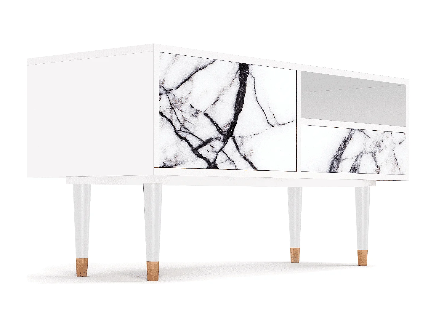 Szafka RTV - 115х59х48 cm - T3 - Raven Marble, Biały