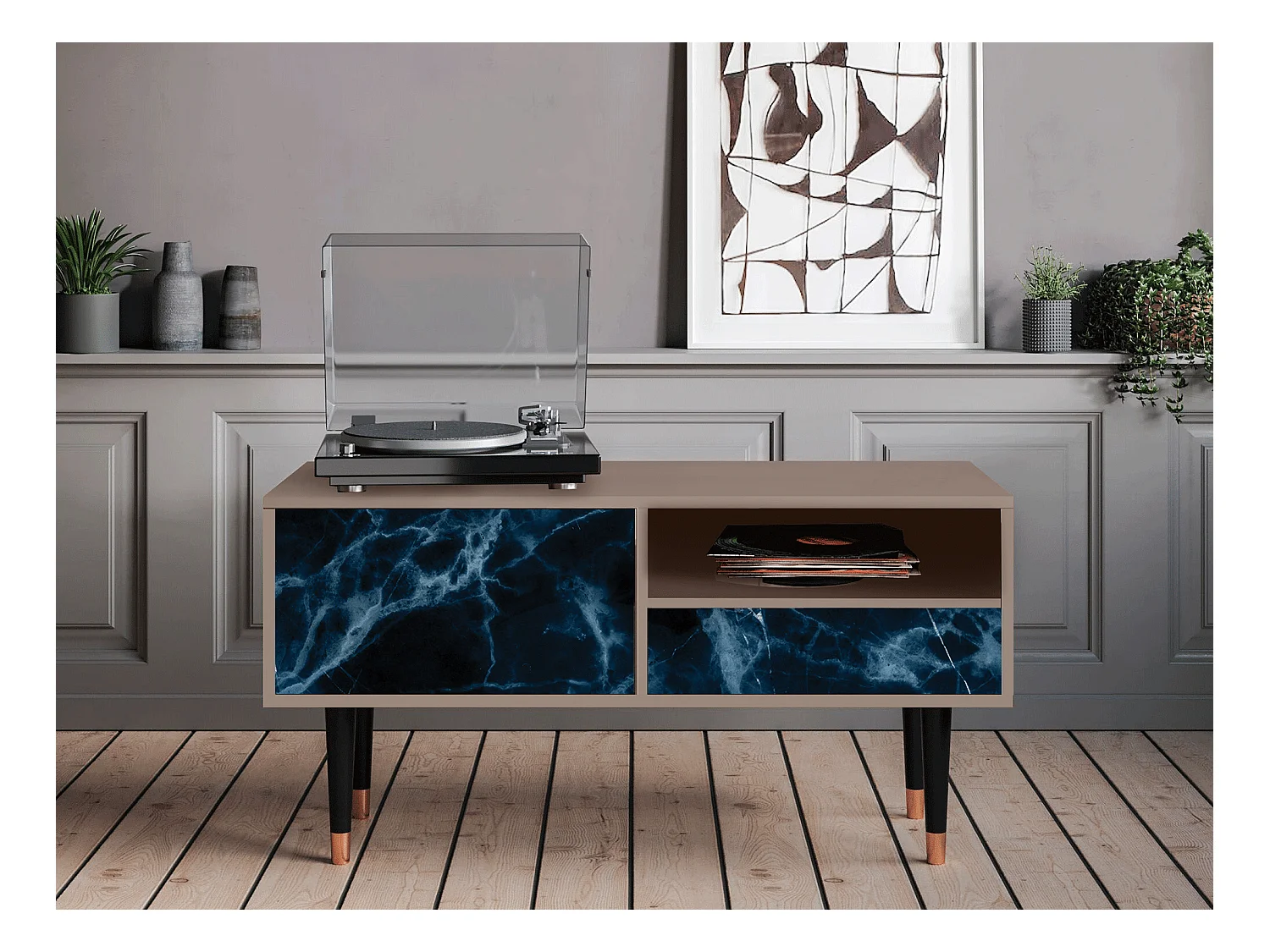 Meuble TV - 115х59х48 cm - T3 - Deep Ocean, Latte