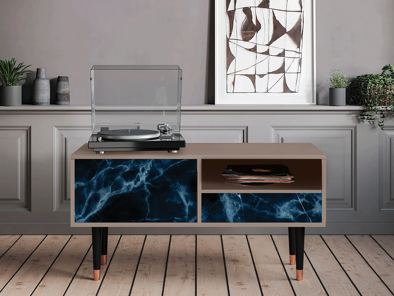 Mobile TV - 115х59х48 cm - T3 - Deep Ocean, Latte