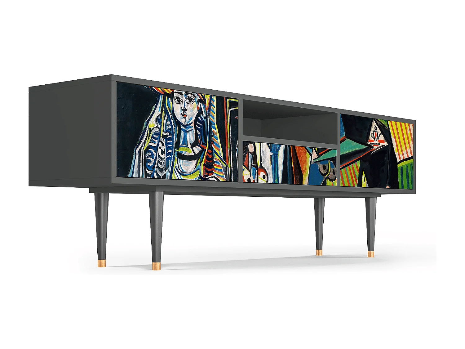 Szafka RTV - 170х59х41 cm - T6 - Women of Algiers, Antracyt