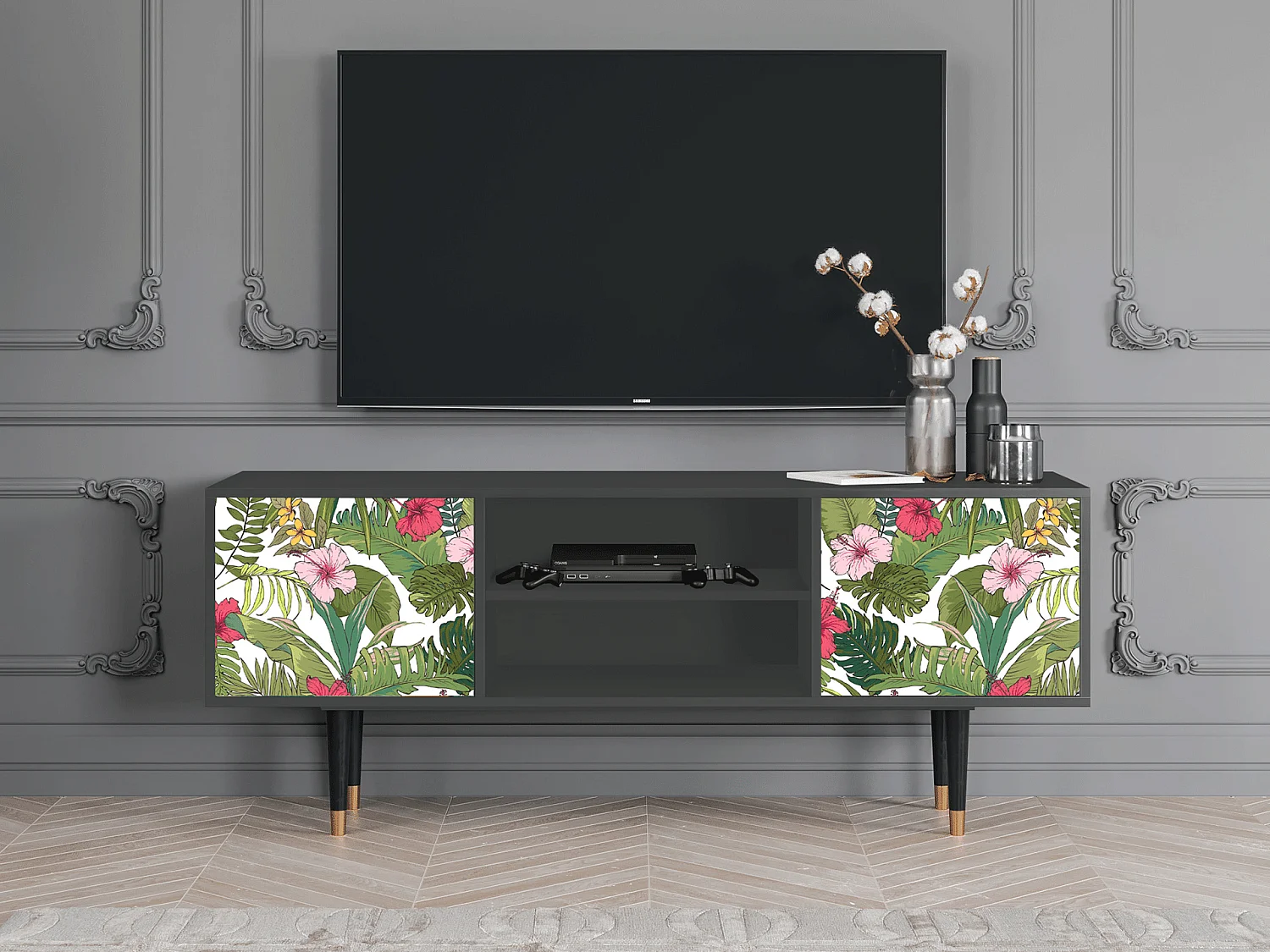 TV-meubel - 170х69х48 cm - T2 - Verdant Tropics, Antraciet
