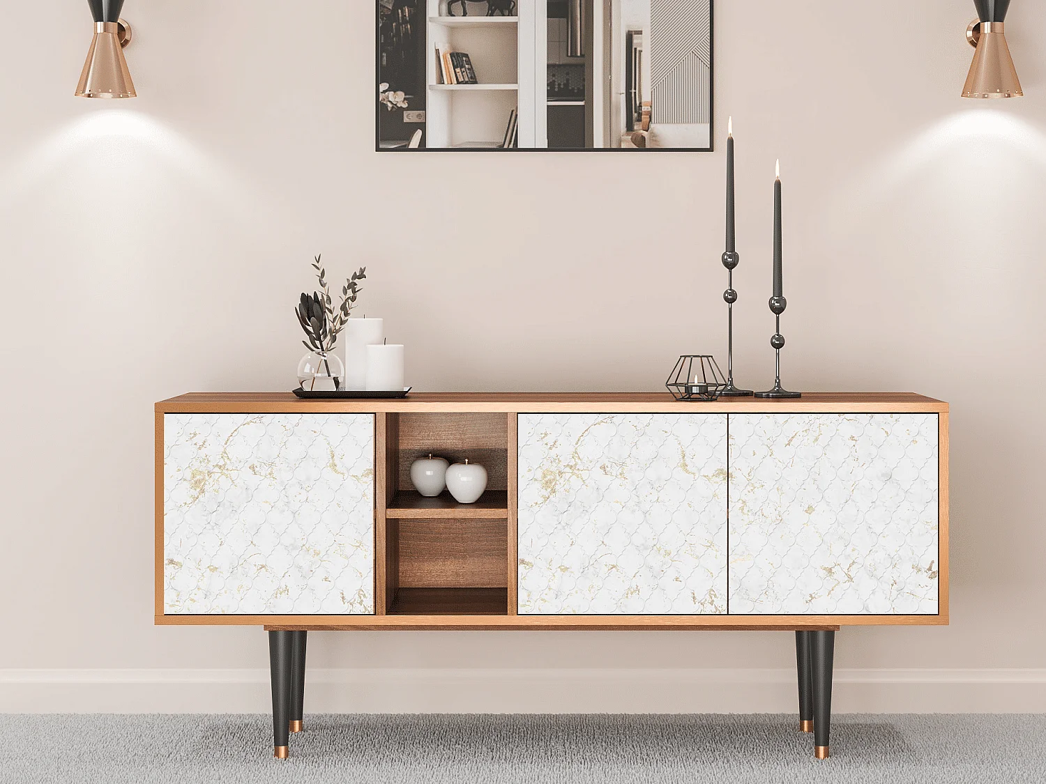 TV-meubel - 150х69х41 cm - T5 - Sweet Cotton, Walnoot