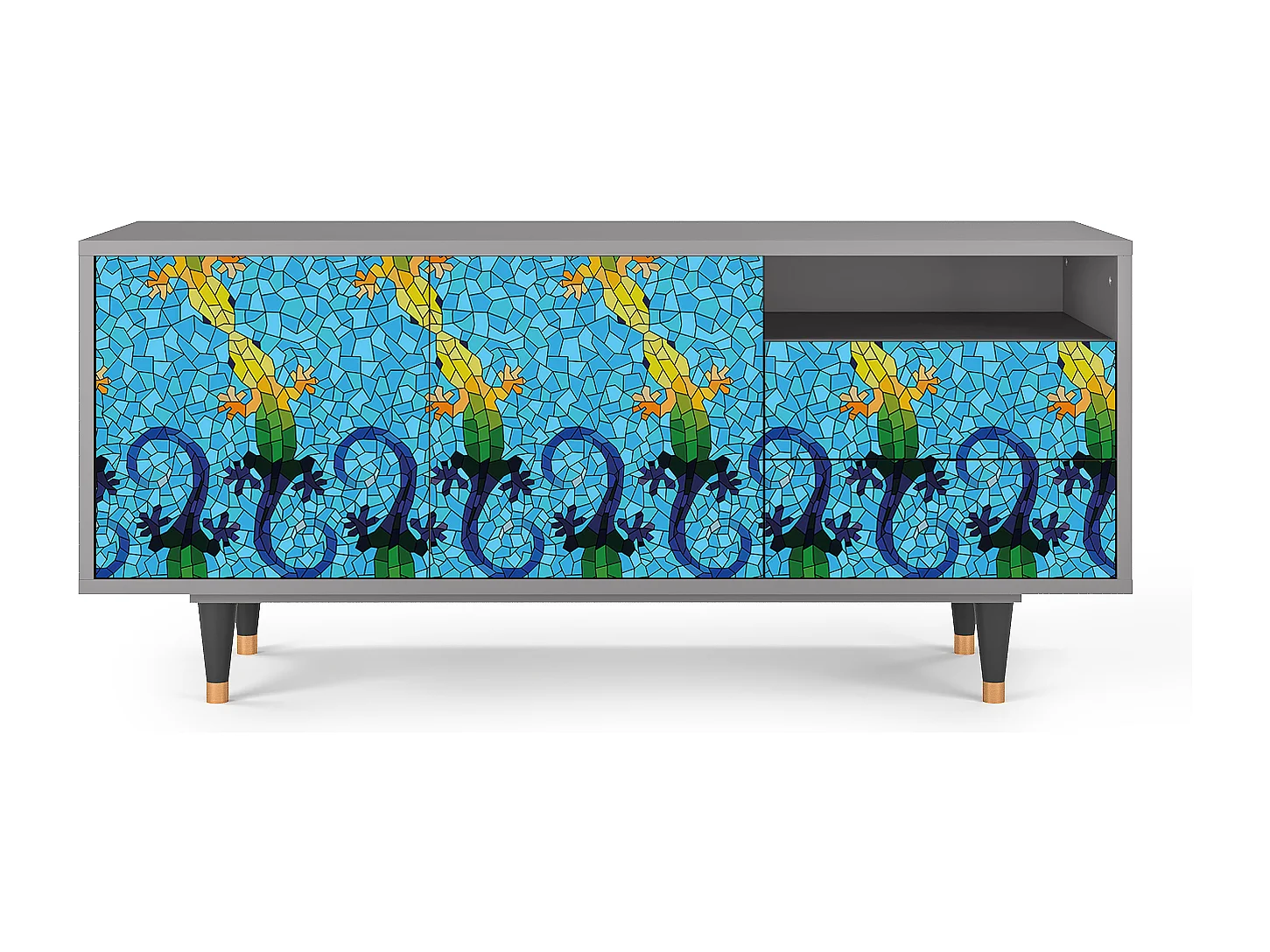 TV-meubel - 125х56х41 cm - T7 - Gaudi's Lizard, Grijs