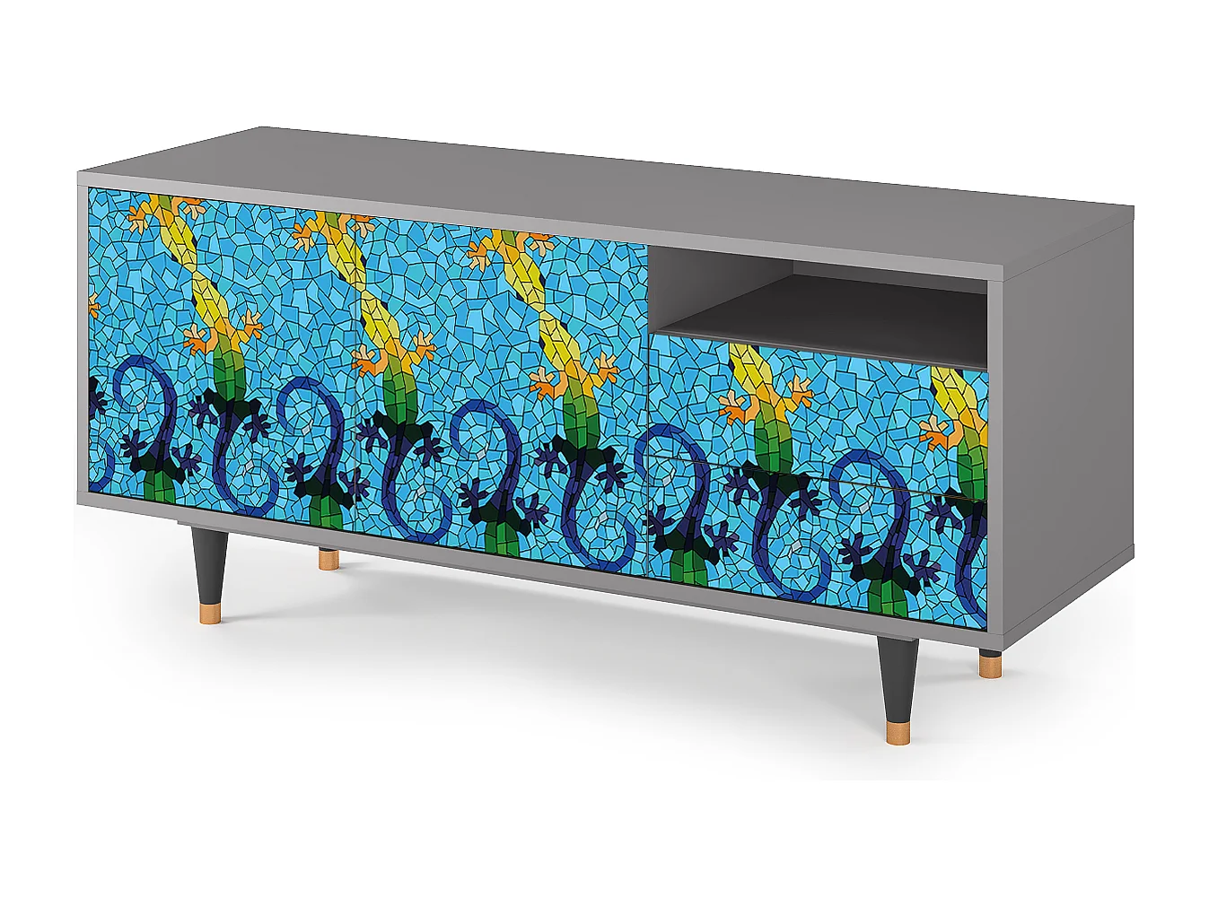 TV-meubel - 125х56х41 cm - T7 - Gaudi's Lizard, Grijs