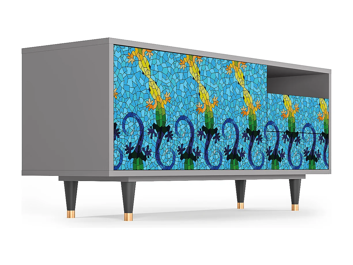 Mobile TV - 125х56х41 cm - T7 - Gaudi's Lizard, Grigio