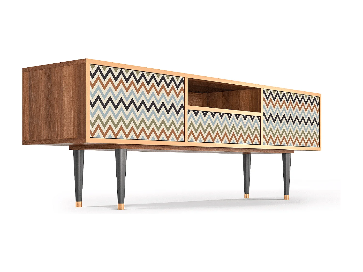 Meuble TV - 170х59х41 cm - T6 - Bright Ripple, Noyer