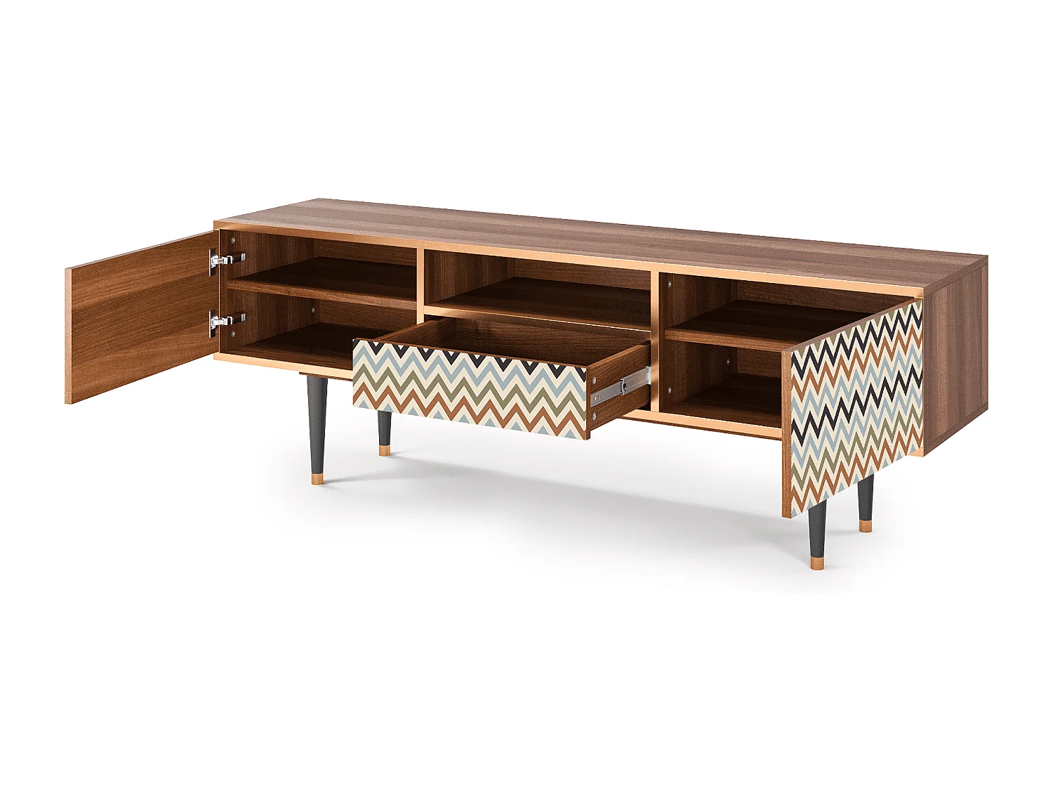 Meuble TV - 170х59х41 cm - T6 - Bright Ripple, Noyer