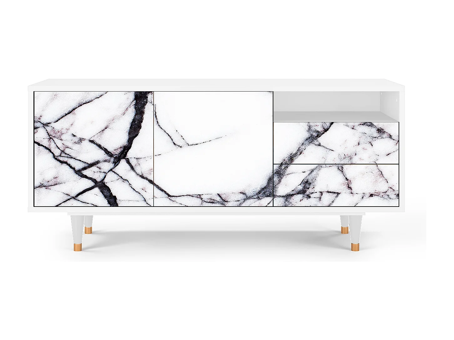 Mobile TV - 125х56х41 cm - T7 - Raven Marble, Bianco