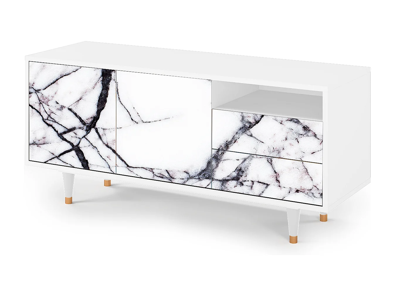 Mobile TV - 125х56х41 cm - T7 - Raven Marble, Bianco