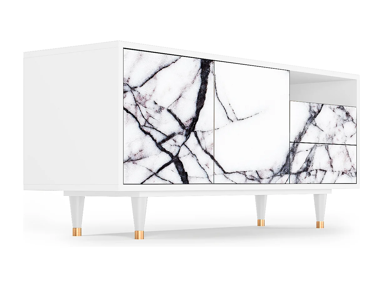 Mobile TV - 125х56х41 cm - T7 - Raven Marble, Bianco
