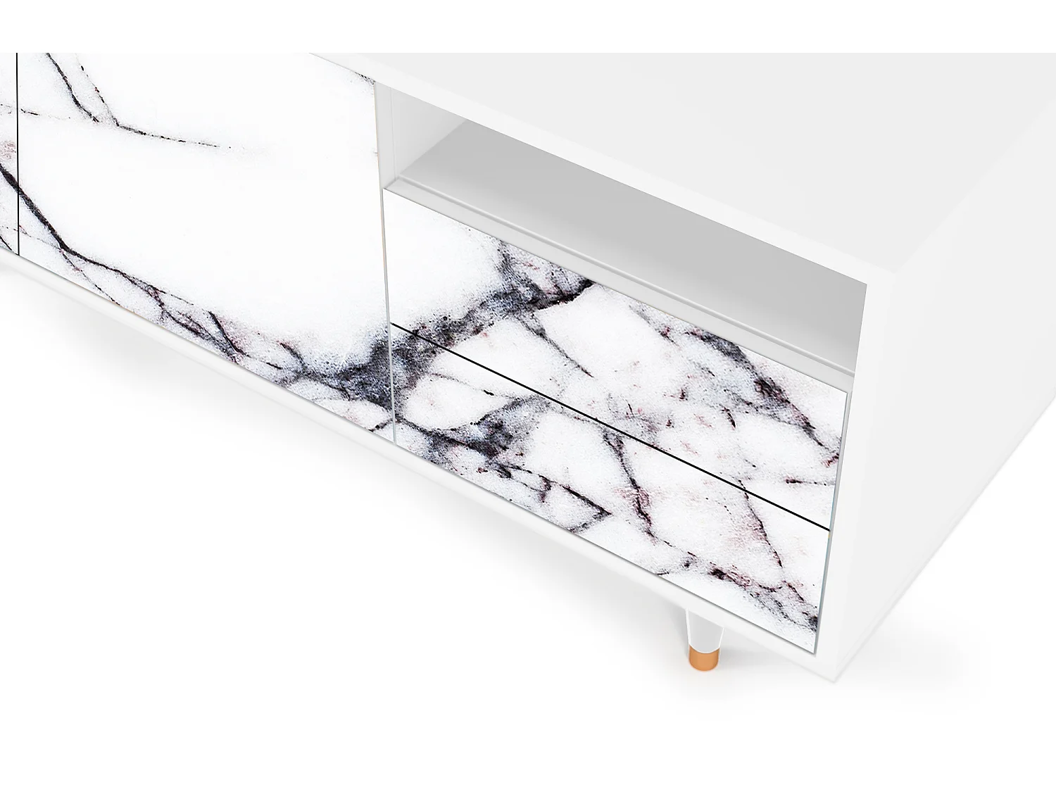 Mobile TV - 125х56х41 cm - T7 - Raven Marble, Bianco