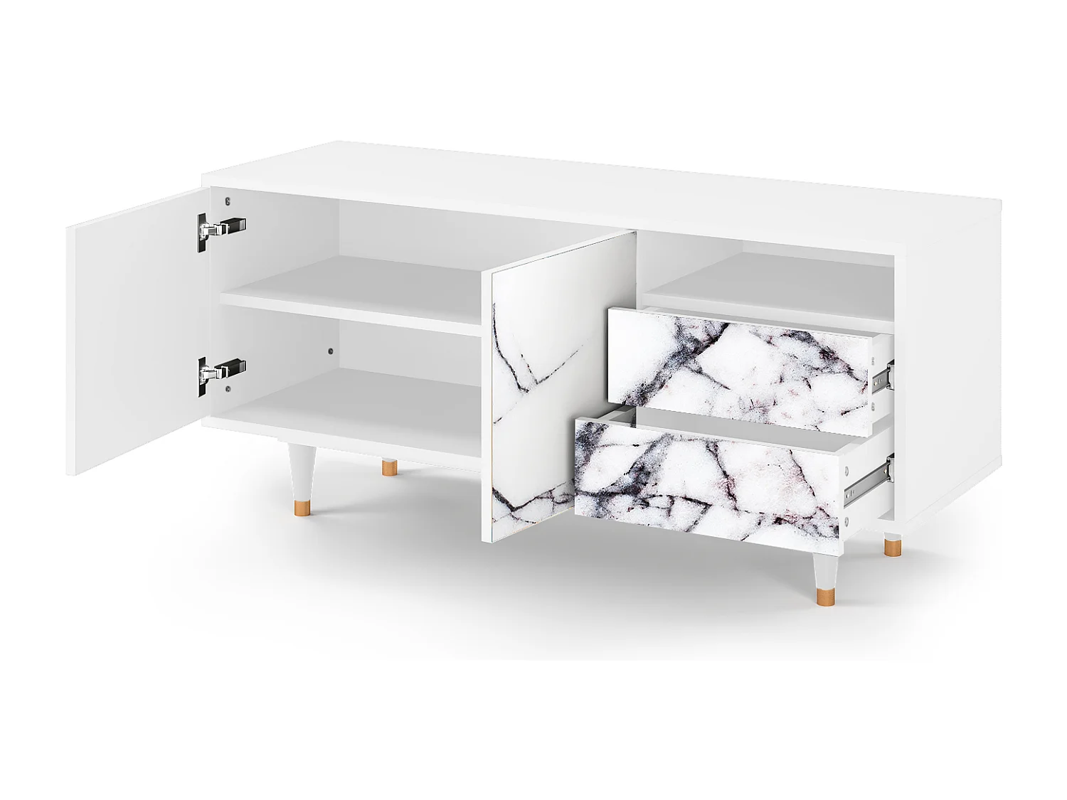 Mobile TV - 125х56х41 cm - T7 - Raven Marble, Bianco