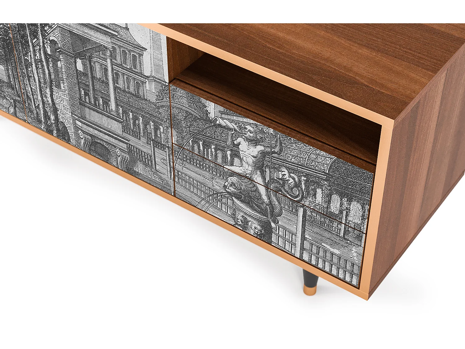 TV-meubel - 125х56х41 cm - T7 - View of the Piazza, Walnoot