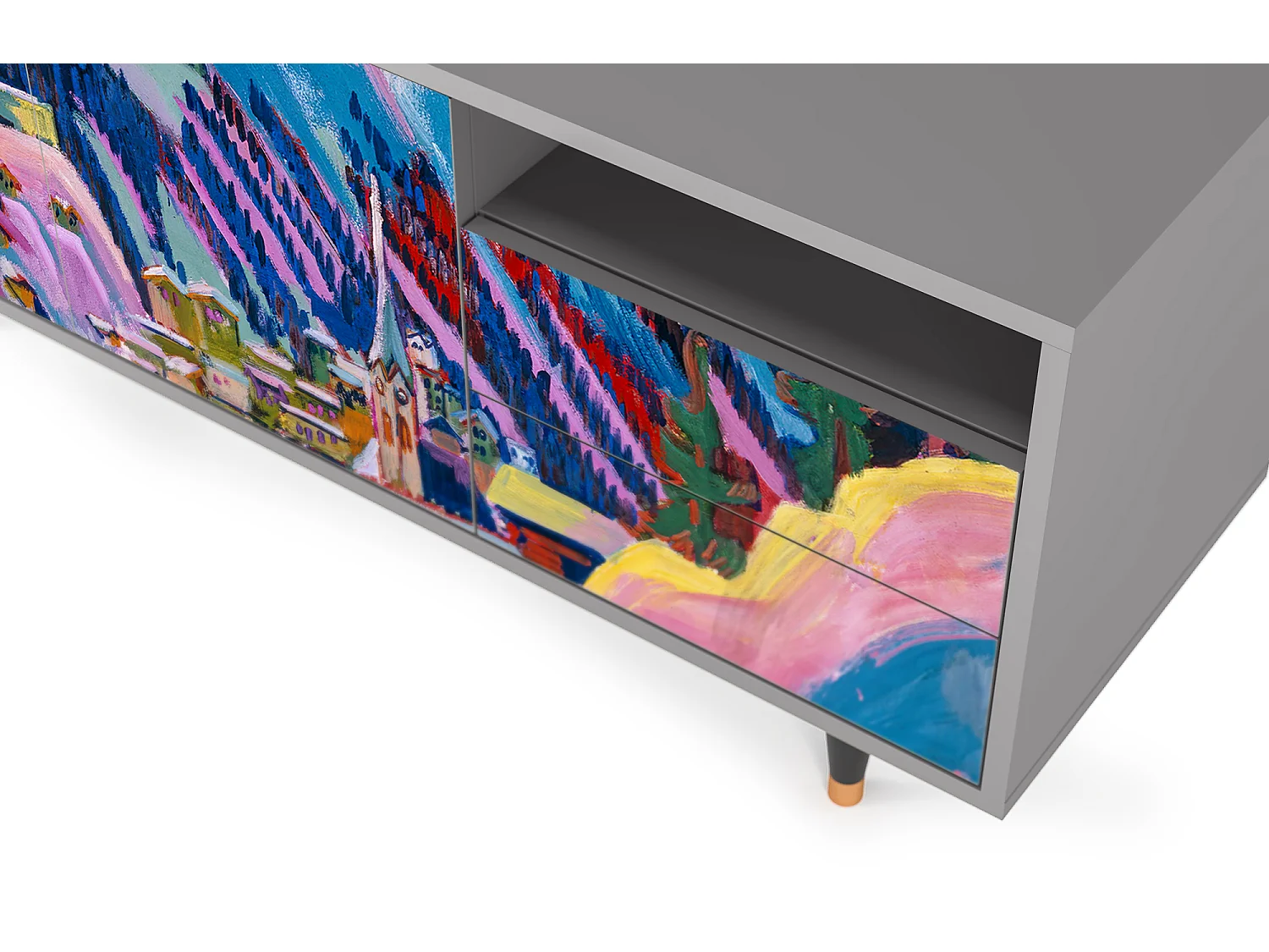 Meuble TV - 125х56х41 cm - T7 - Davos Winter, Gris