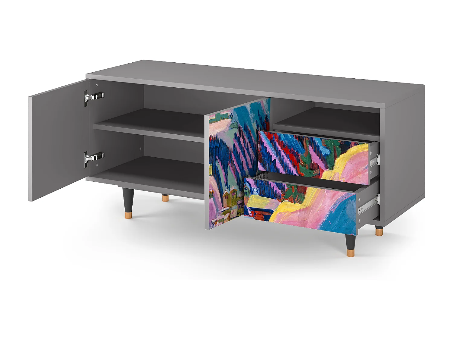 Meuble TV - 125х56х41 cm - T7 - Davos Winter, Gris