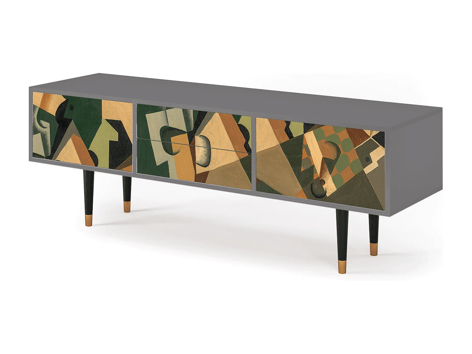 Meuble TV - 170х59х48 cm - T4 - Glass and Checkerboard, Gris