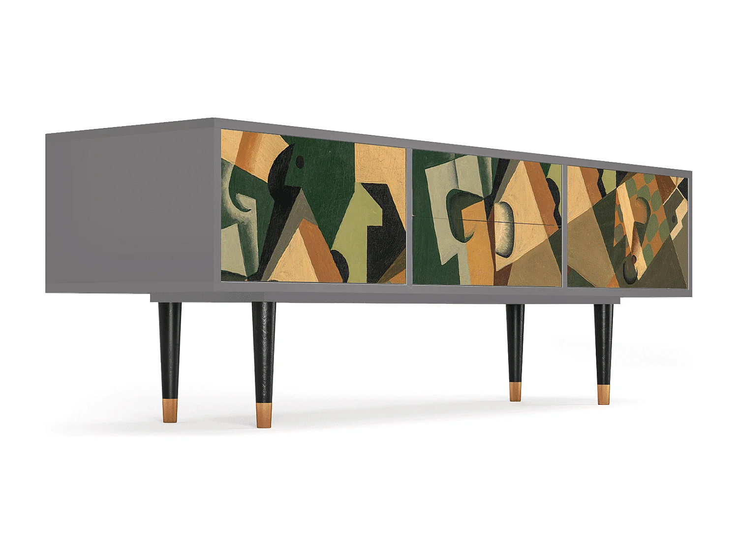 Meuble TV - 170х59х48 cm - T4 - Glass and Checkerboard, Gris