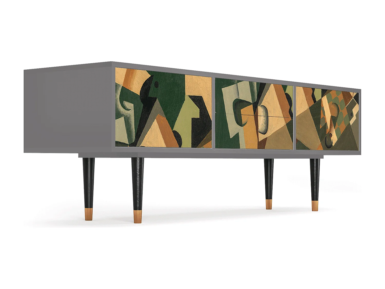 Mobile TV - 170х59х48 cm - T4 - Glass and Checkerboard, Grigio