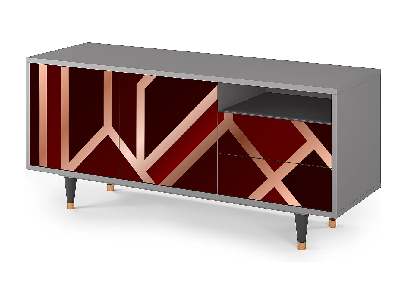 Meuble TV - 125х56х41 cm - T7 - Velvet 1920's, Gris