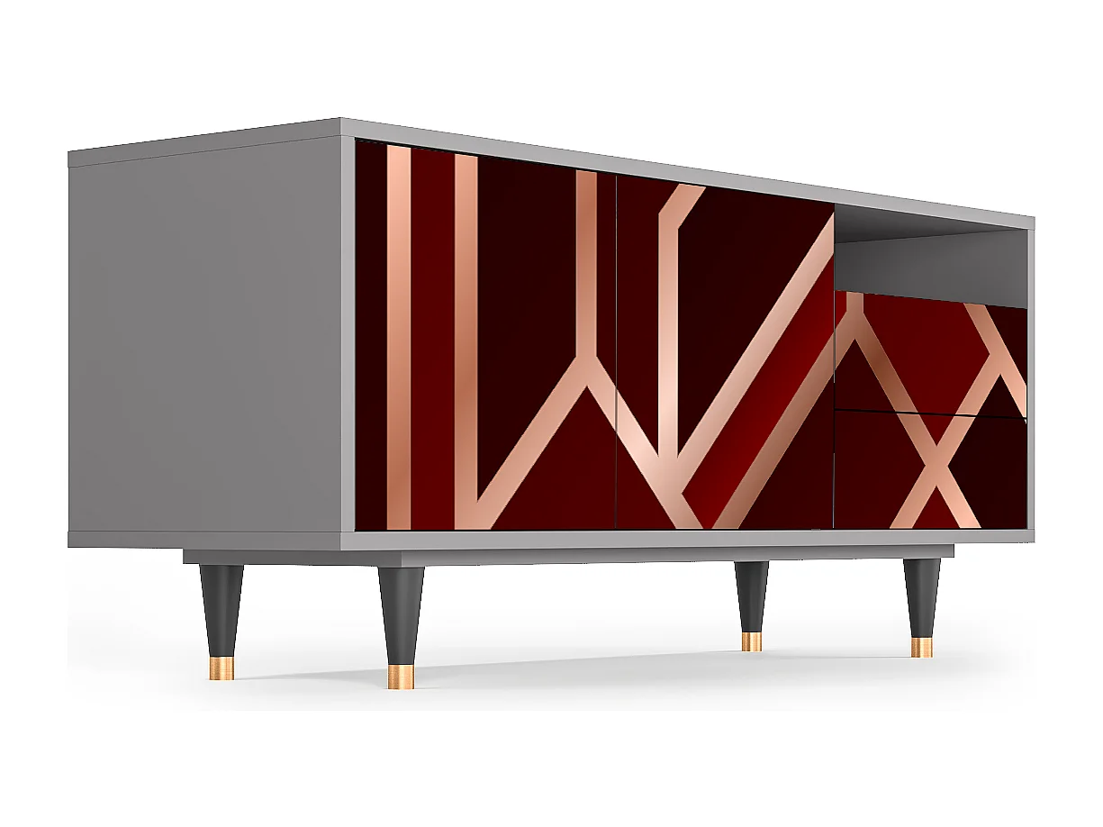 Meuble TV - 125х56х41 cm - T7 - Velvet 1920's, Gris