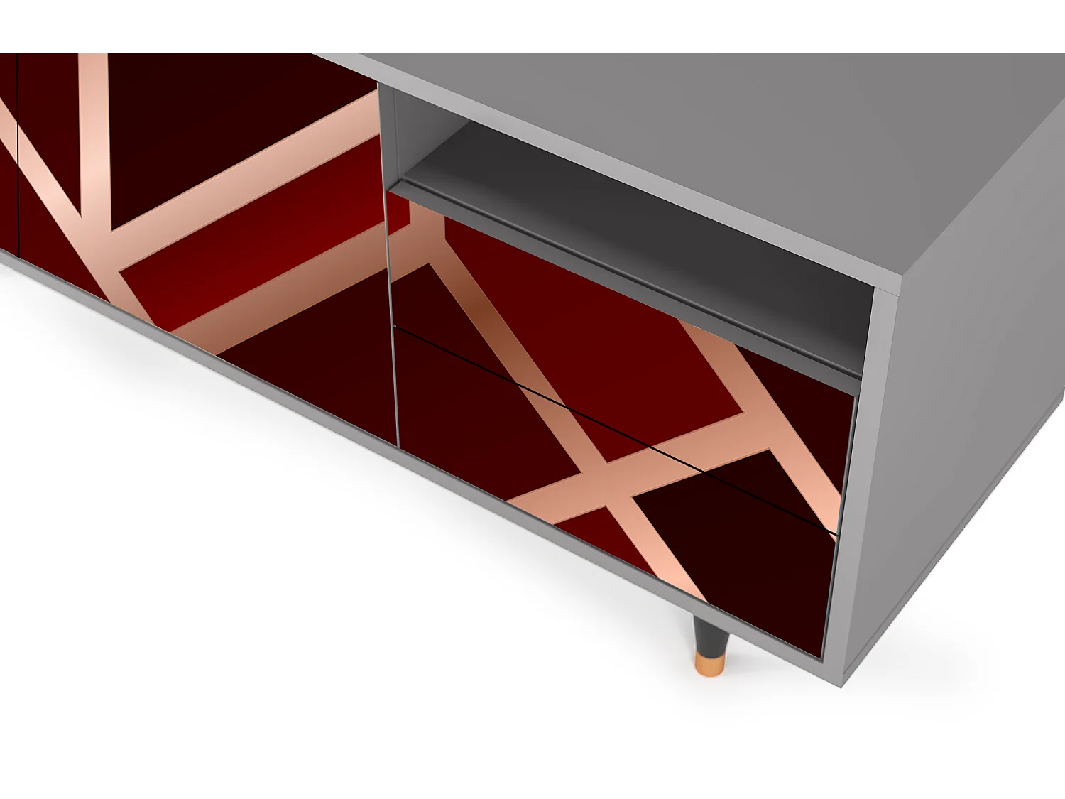 Meuble TV - 125х56х41 cm - T7 - Velvet 1920's, Gris