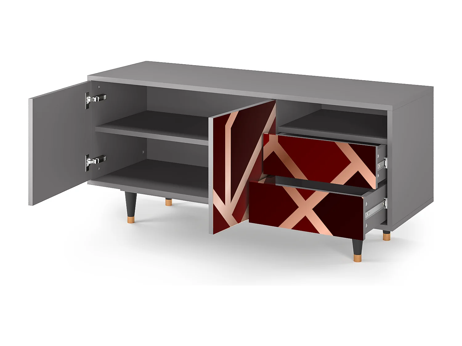 Meuble TV - 125х56х41 cm - T7 - Velvet 1920's, Gris