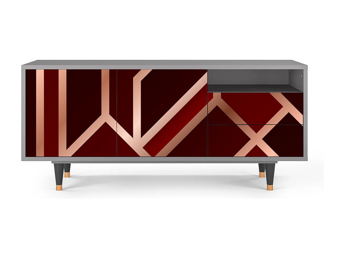 Mueble de TV - 125х56х41 cm - T7 - Velvet 1920's, Gris