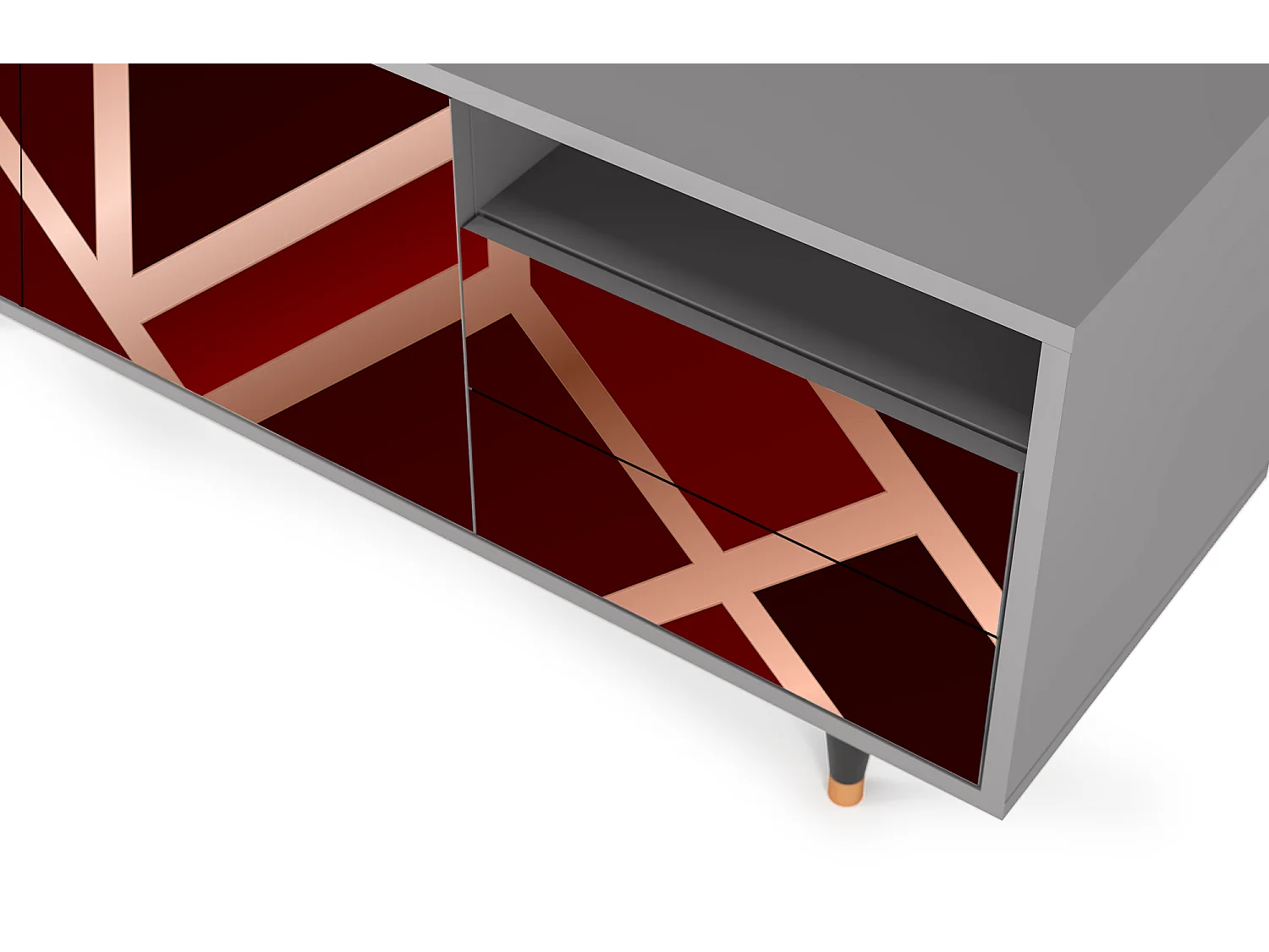 Meuble TV - 125х56х41 cm - T7 - Velvet 1920's, Gris