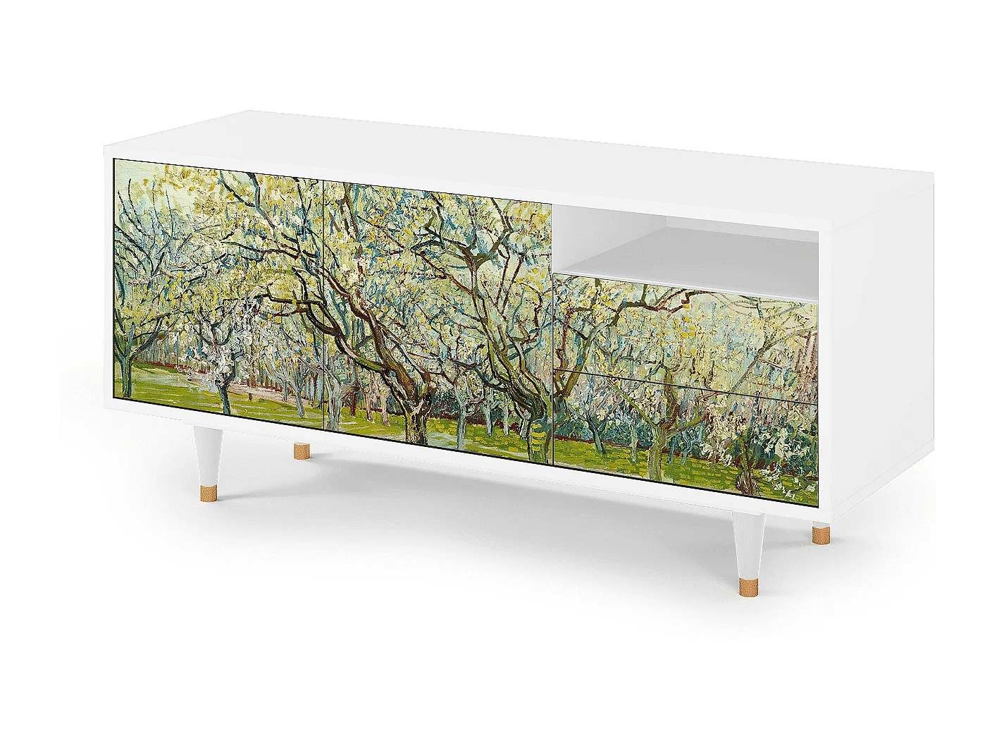 Meuble TV - 125х56х41 cm - T7 - The Blanc Orchard, Blanc