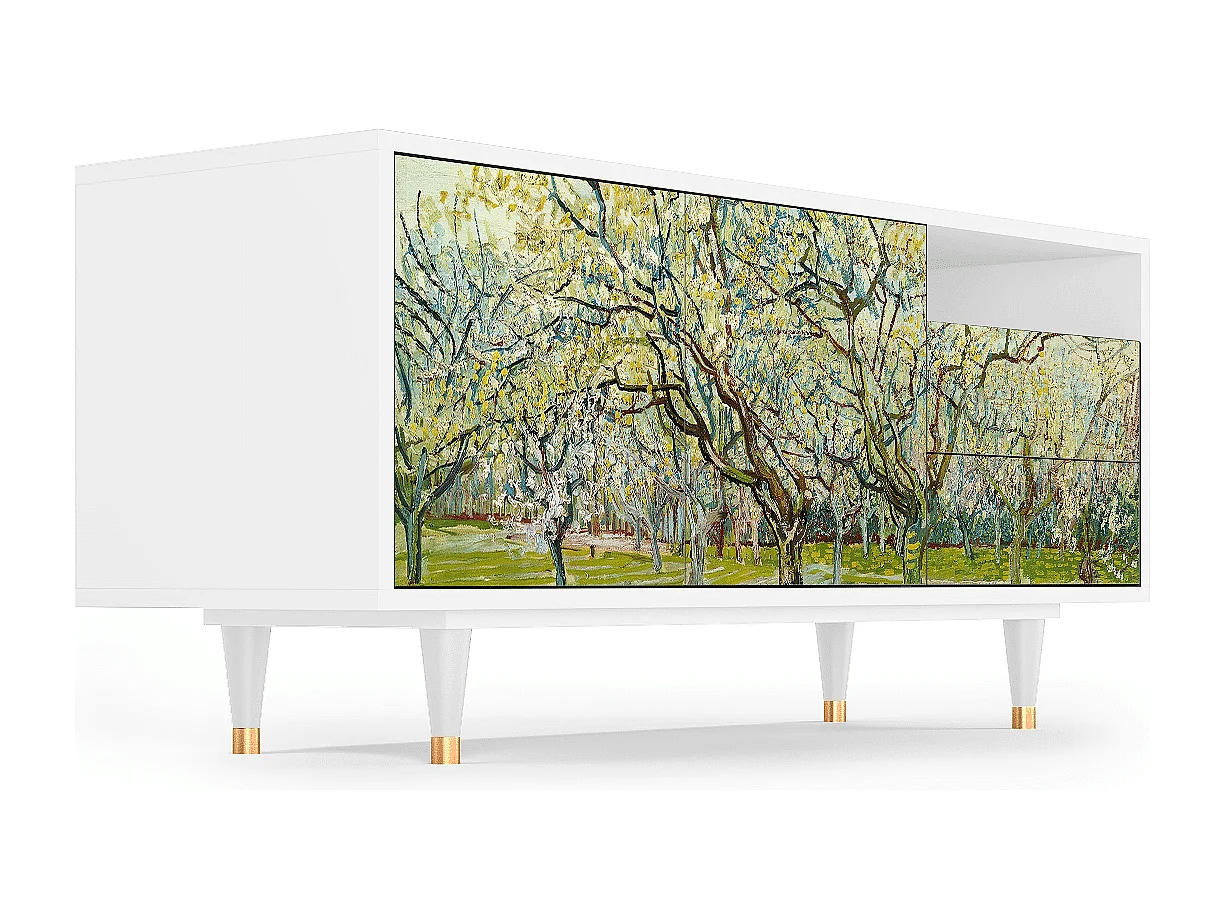 Meuble TV - 125х56х41 cm - T7 - The Blanc Orchard, Blanc