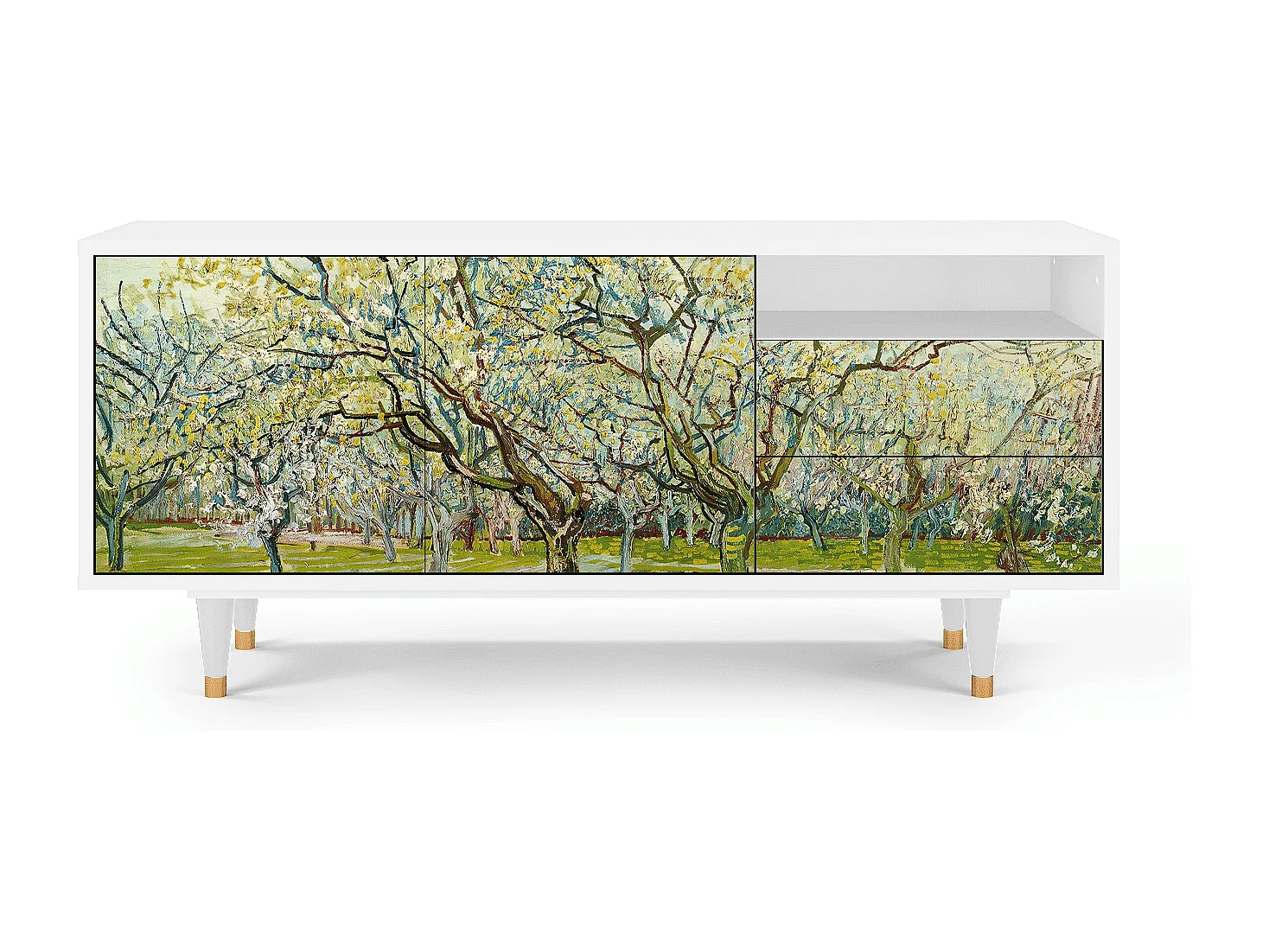 Mobile TV - 125х56х41 cm - T7 - The Bianco Orchard, Bianco