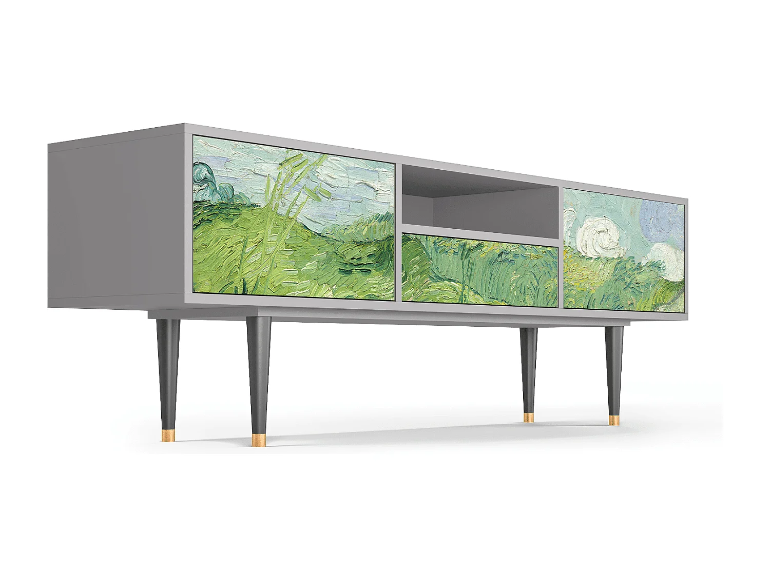 Meuble TV - 170х59х41 cm - T6 - Green Wheat Fields, Gris