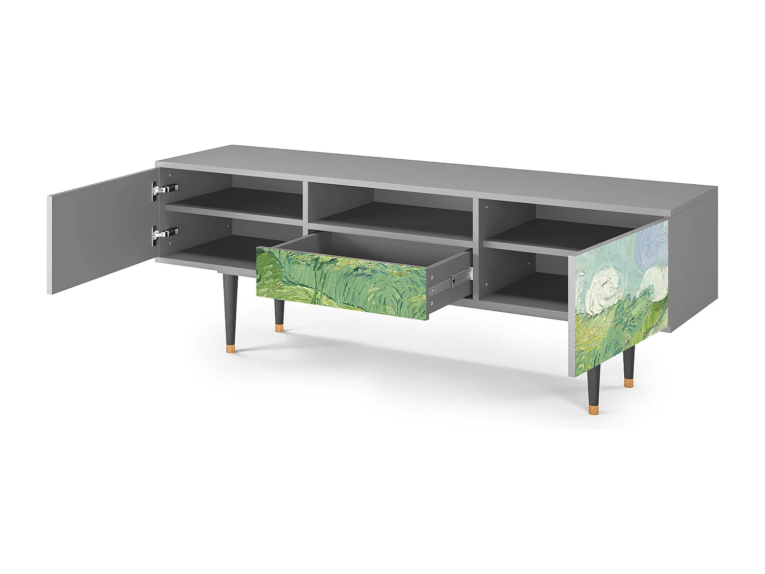 Meuble TV - 170х59х41 cm - T6 - Green Wheat Fields, Gris