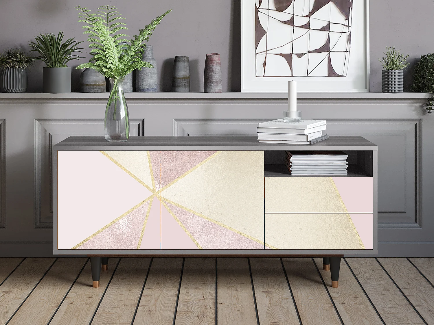 Mueble de TV - 125х56х41 cm - T7 - Cosmopolitan Diva, Cinza