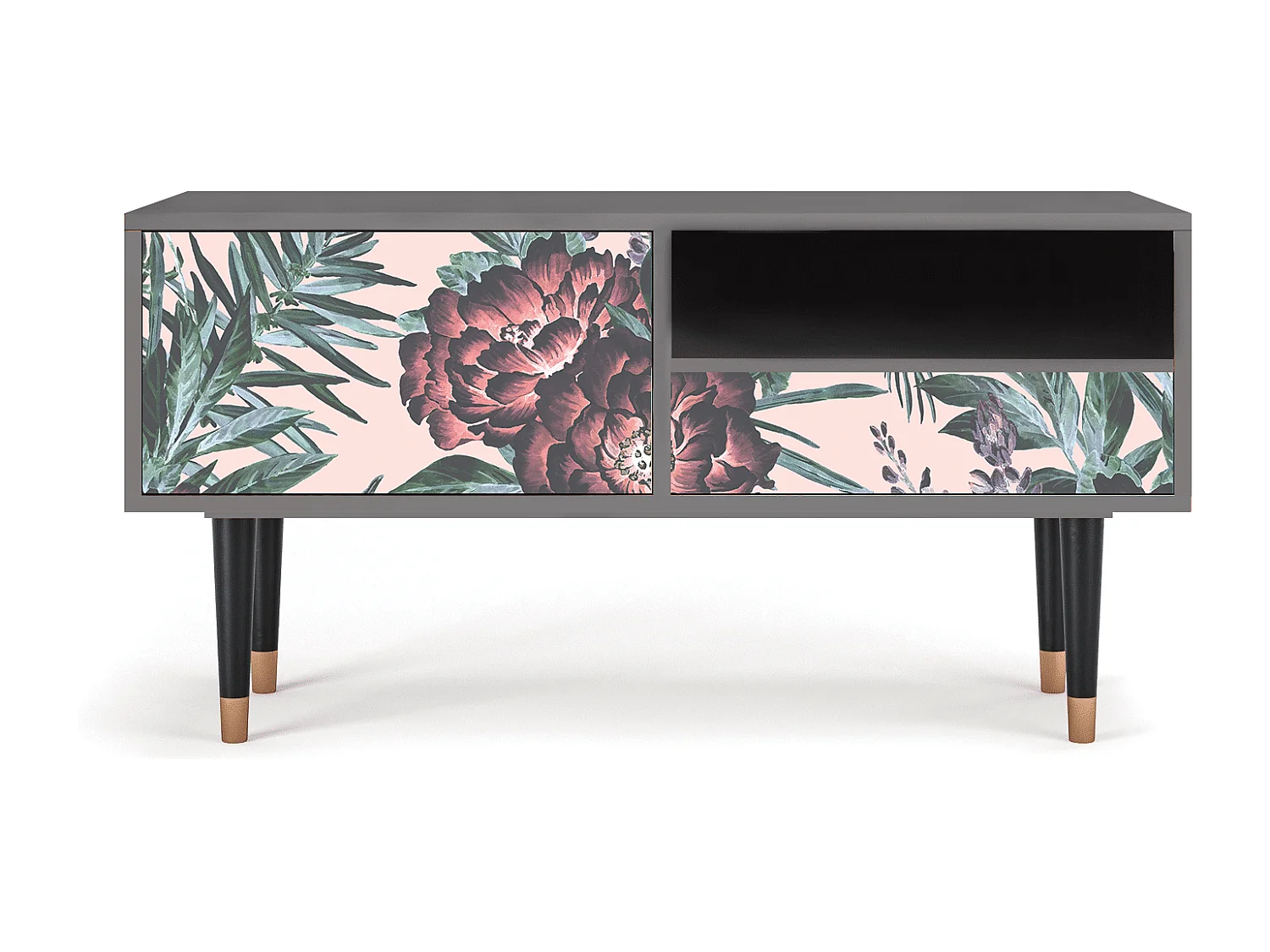 Mobile TV - 115х59х48 cm - T3 - Peach Peonies, Grigio