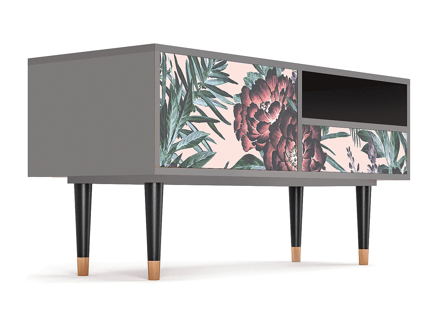 Mobile TV - 115х59х48 cm - T3 - Peach Peonies, Grigio