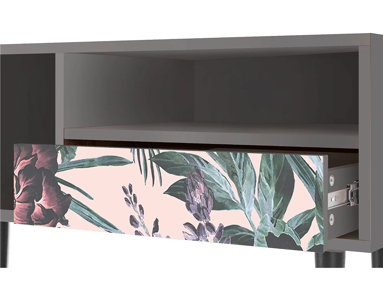 Mobile TV - 115х59х48 cm - T3 - Peach Peonies, Grigio