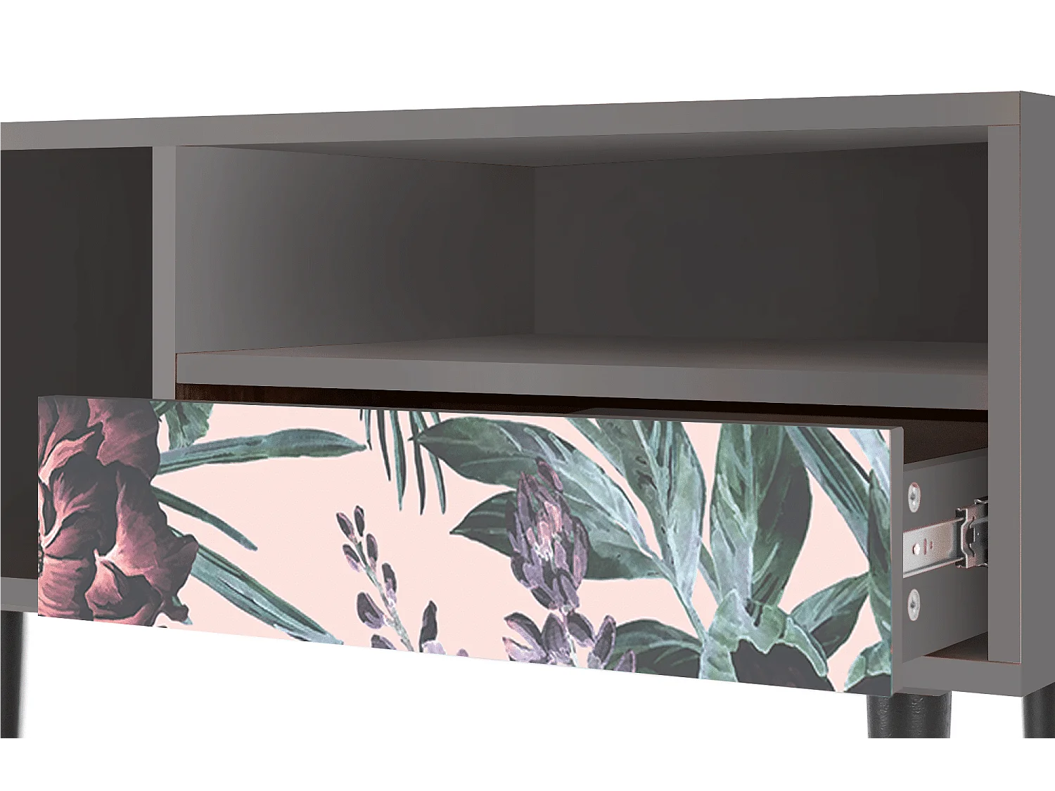 Mueble de TV - 115х59х48 cm - T3 - Peach Peonies, Gris