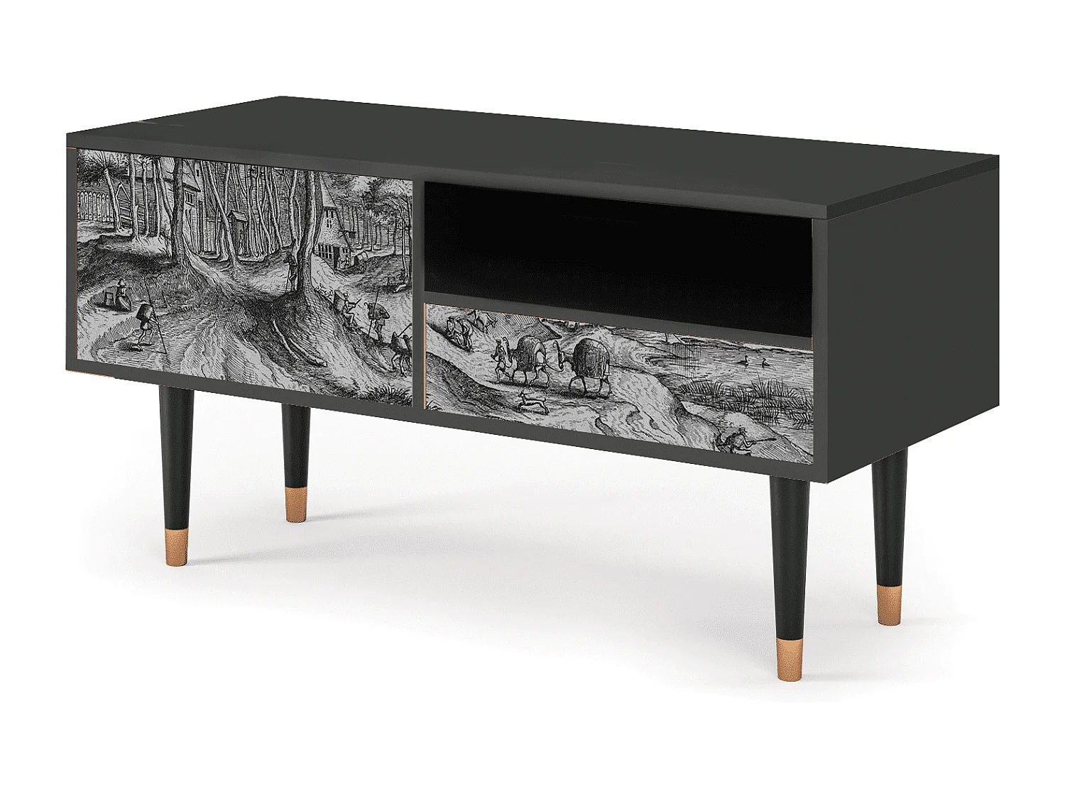 TV-Möbel - 115х59х48 cm - T3 - Rusticorum, Anthrazit