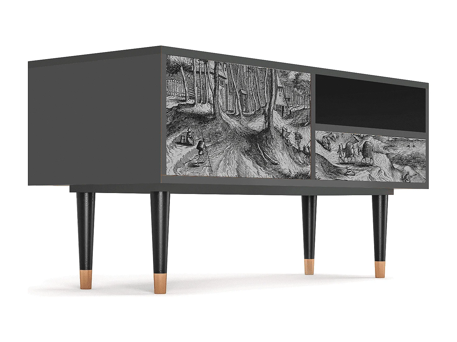 Mobile TV - 115х59х48 cm - T3 - Rusticorum, Antracite