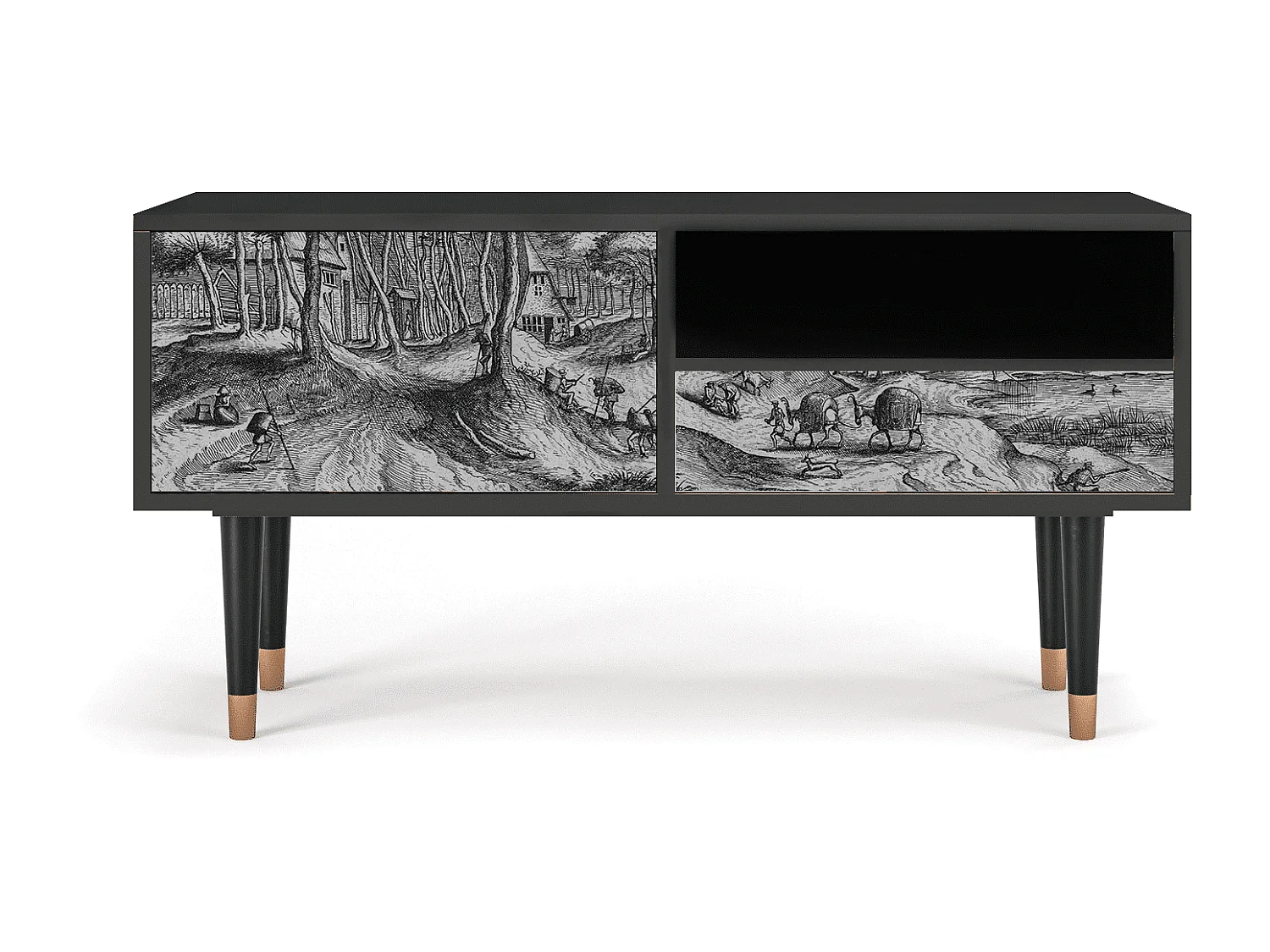 Szafka RTV - 115х59х48 cm - T3 - Rusticorum, Antracyt