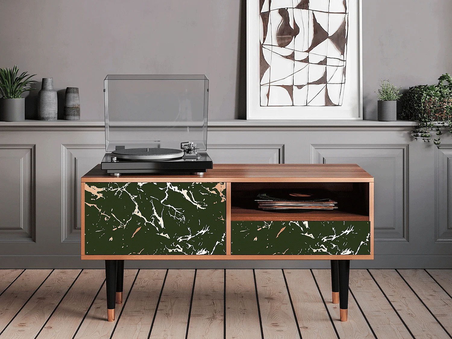 Meuble TV - 115х59х48 cm - T3 - Amazon Forest, Noyer